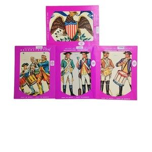 Set Of 4 Mixed Meyercord Decals Revolutionary War Soldiers Eagle Flag Americana